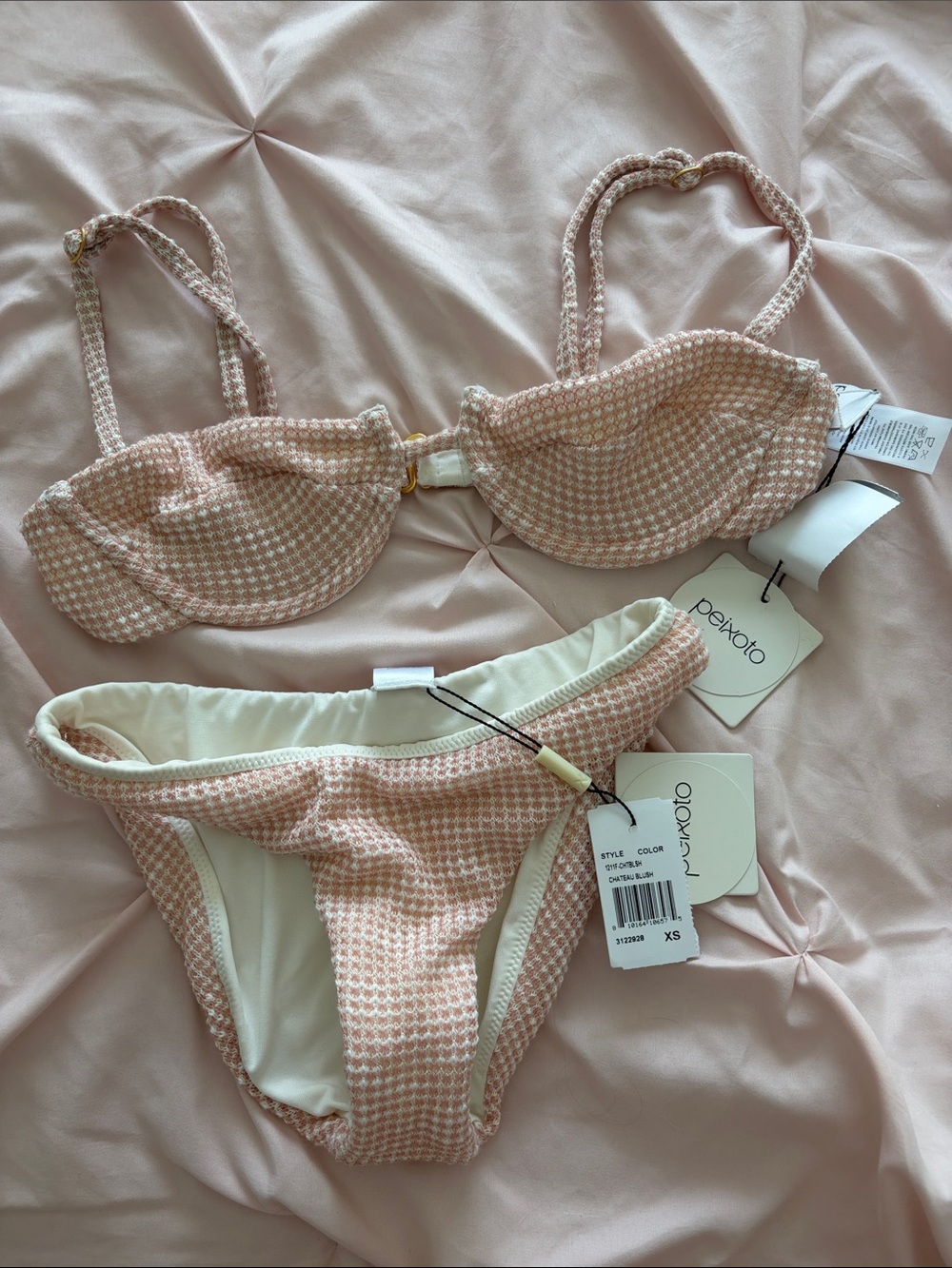 Peixoto Pink Houndstooth Underwire Bikini Set